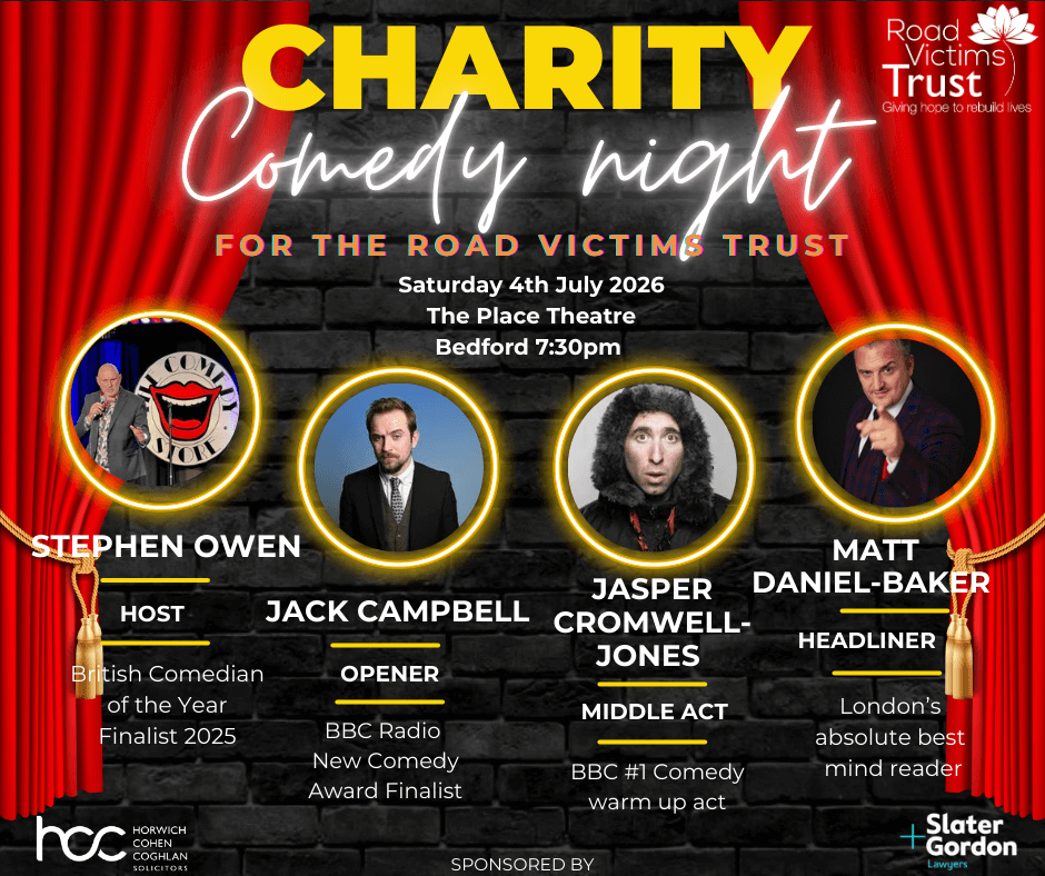 Charity Comedy Night in aid of The Road Victims Trust | Comedy at The Place Bedford